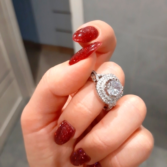 New Siver&Rose Gold Chic Designer Halo Ring - Picture 5 of 7